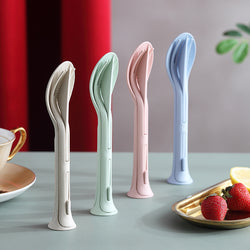 3pcs/set 3 in 1 Travel Portable Cutlery Set Japan Style Wheat Straw Knife Fork Spoon Student Dinnerware Sets Kitchen Tableware