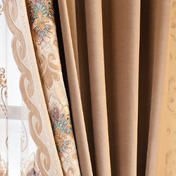 European-style High-end Embroidered Flannel Curtains Blackout Curtains for Living Room and Bedroom Finished Products Custom Made