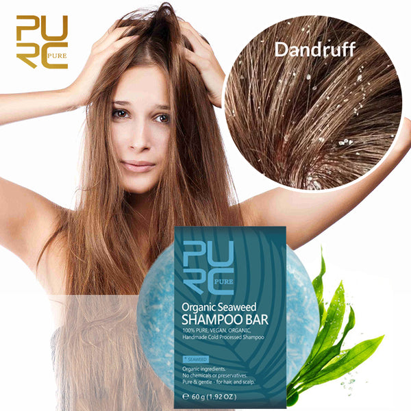 PURC Organic Seaweed Shampoo Bar For Moisturizing Hair Anti Dandruff Relieve Itching Anti Flakes Scalp Solid Care Shampoo Soap